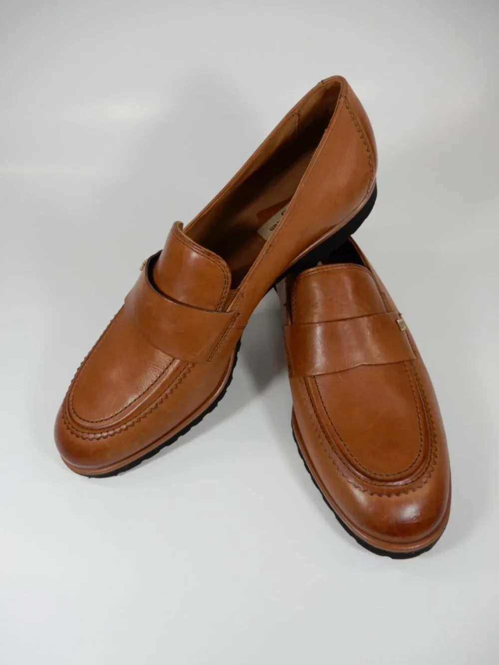 Paul Green Wheaton Flat Loafers Shoes Size 8 Cognac Brown Leather NEW